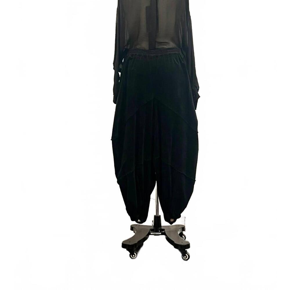 NEW SANCTAMUERTE women's velvet trousers in black - Picture 2 of 2